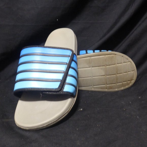 Poolside flip-flop, size 10, black and blue Velcro fastened adjustable strap GUC - Picture 4 of 14